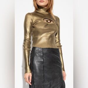 DIESEL
Logo-plaque High-neck Jumper In Gold sz M new $650